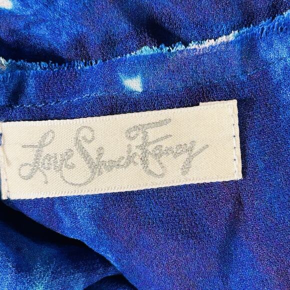 LoveShackFancy Maxi Fairy Slip Dress O/S Blue Backless Tie Dye Sheer Ethereal - Picture 14 of 16